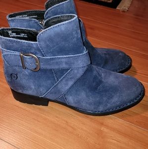 BORN CROWN BLUE LEATHER ANKLE BOOTS